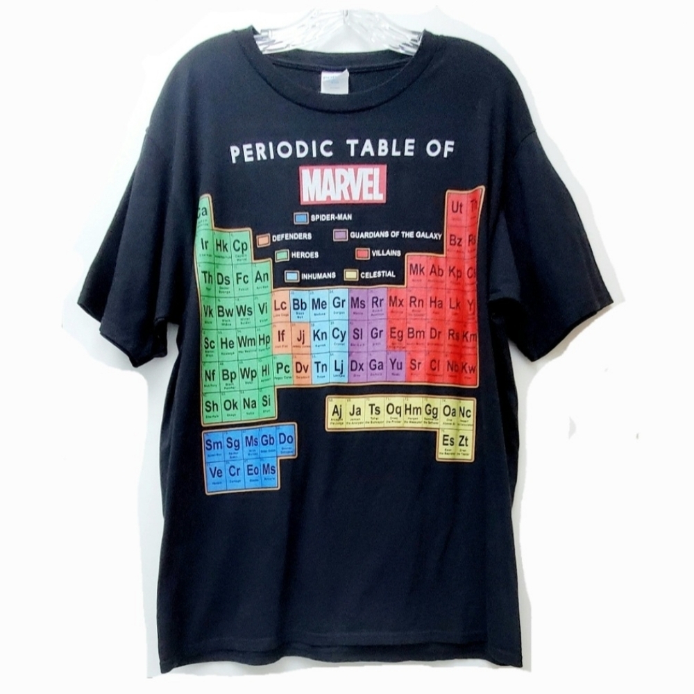 Periodic Table Of Marvel Black Tshirt By Port&Co Size Large